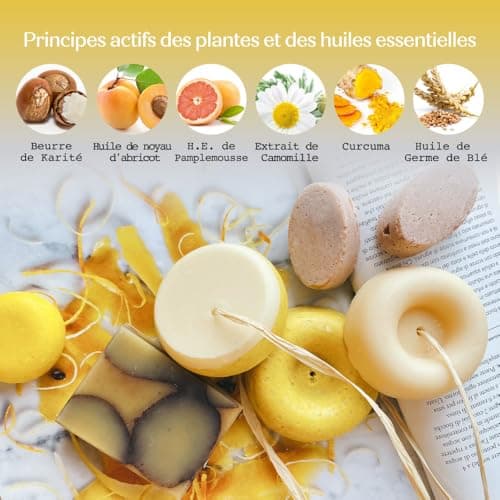 Senso Naturale Shampoing Solide Illuminant Éclaircissant Écologique pour Cheveux Ternes avec Camomille, Curcuma et Citron, Éclaircit de Reflets Dorés 100% Naturel et Vegan, ph 4.5-5.5