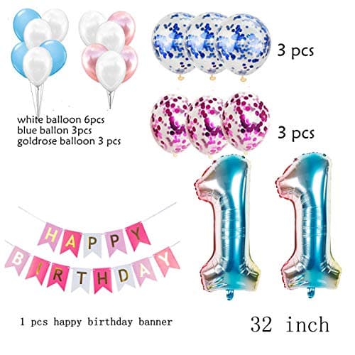 Ballons Décoration 11e anniversaire fille rose,11e anniversaire Décoration fille,11 ans Décoration anniversaire fille 11e anniversaire Décoration 11 anniversaire fille 11 déco anniversaire rose