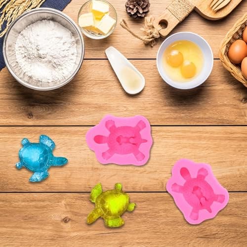 Agatige Moules en silicone avec trous en forme de tortue de mer, moules en silicone en forme de tortue 3D, Moule Silicone Tortue Moule à Fondant Tortue Pour bricolage de bijoux et d'artisanat