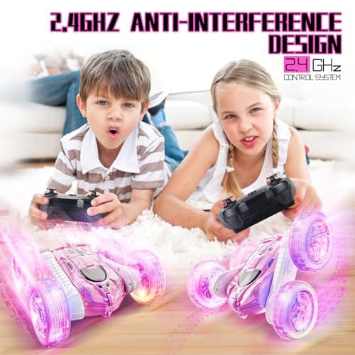 Voiture Telecommandé Enfant Cadeau Garcon 3 4 5 6 7 8 9 10+ Voiture RC Jouet Enfant Ans Idée Cadeau Anniversaire 6+ Ans Garçon Fille (Rose)