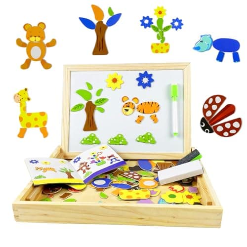 EACHHAHA Puzzle Magnétique en Bois 100 Pièces, Puzzle Dessin Animal,Jouets éducatifs à Motifs, Motifs Riches, Combinaison Libre, Développer l'imagination, pour Les Enfants de 3 4 5 Ans