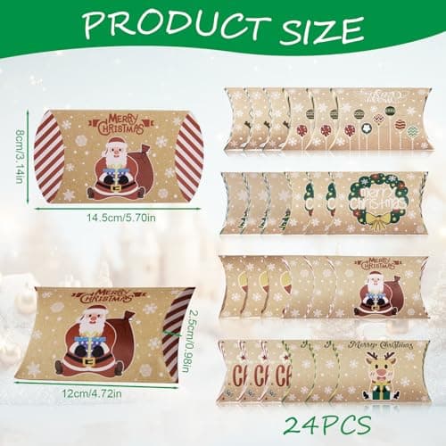 24 Boîtes Cadeaux de Noël en Papier Kraft,Décoration Festive pour Fête, Anniversaire, Calendrier de l'Avent,Fête Noël Anniversaire Décoration de Noël Calendrier de l'Avent