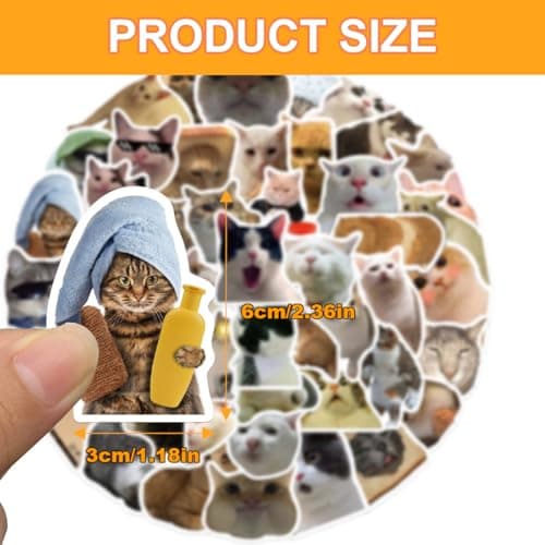 BHIPKOT Cat Meme autocollant pour ordinateur portable(100 PCS) cadeau pour enfants adolescents adultes garçons Meme Stickers vinyle imperméable pour scrapbook skateboard voiture bagages