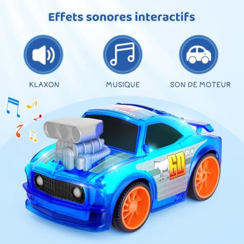 SGILE Voiture Télécommandée 3 Ans, Voiture Télécommandée Enfant 2.4 Ghz avec Lumières LED et Musique, Jouet Enfants 3ans Garçons Filles Cadeau d'anniversaire