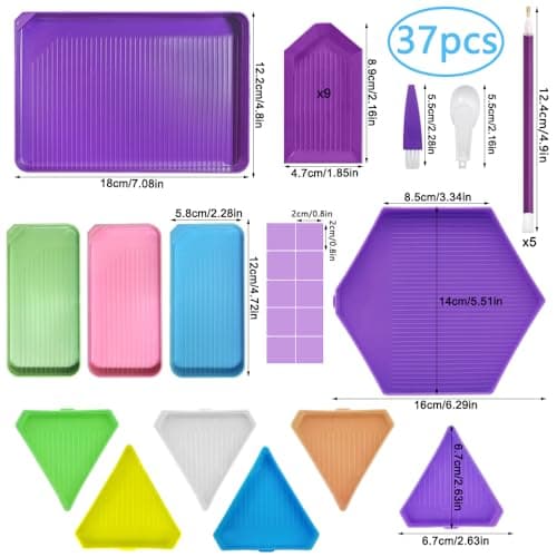 SENHAI Lot de 37 accessoires d'art diamant 5D, kit d'outils d'art diamant avec plateau de colle, argile, stylos d'art diamant, plateau de tri des perles pour peinture au diamant, loisirs créatifs