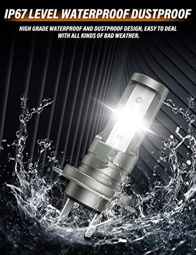 Pulilang Ampoules H7 LED, 55W 12000LM 6500K Blanc 300% de luminosité, Anti Erreur Canbus, 1:1 Mini Taille Non Polarité pour Remplacement de Phare Halogène de Voiture et Moto, 2 Lampe