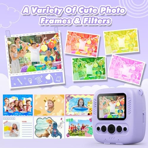 Appareil Photo Instantané Enfant, CalineGam 48MP 1080P Appareil Photo Numérique Enfant avec Carte 32GB & Papier Photo, Noël Anniversaire Cadeau pour Filles Garçons 3-12 Ans (Violet)