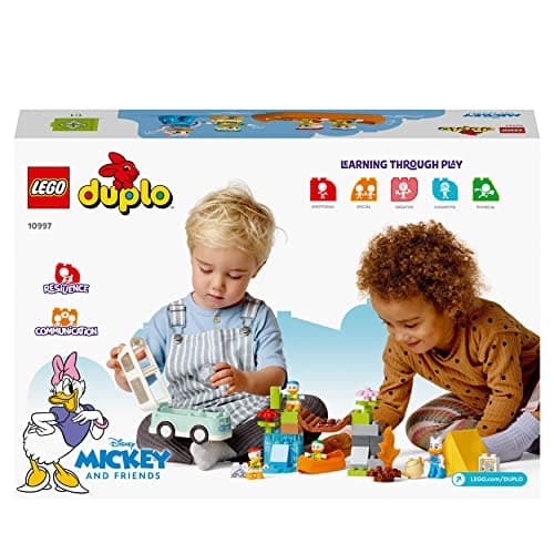 LEGO Duplo Disney Mickey et Ses Amis L'Aventure au Camping, avec Jouet Voiture, Canoë et Figurine Daisy Duck, Jeu de Construction de Caravane pour Enfants Dès 2 Ans, Filles et Garçons 10997