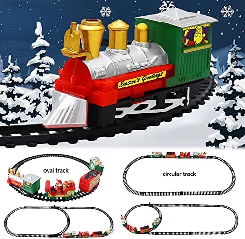 Train Electrique Noel Ensemble de Train pour Enfants, Décoration de Noël,Train de Noël électrique avec Rails, Ensemble de Train de Noël Facile à Assembler avec Chariots et chenilles