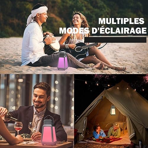 Inwa Enceinte Bluetooth Exterieur,Synchronisation jusqu'à 100Haut-Parleurs,Étanche IPX5 avec Montre Lumineuse Synchronisée sur Le Rythme,Veilleuse et Compatible avec Echo Dot pour Terrasse et Jardin