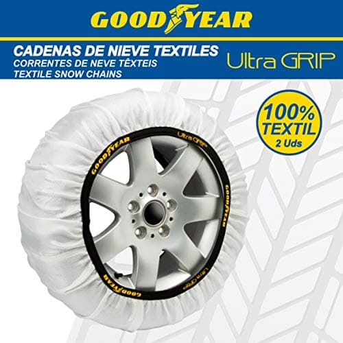 Goodyear Jeu de 2 Chaînes à Neige en Textile pour Voitures Ultra GRIP Taille M, Blanc