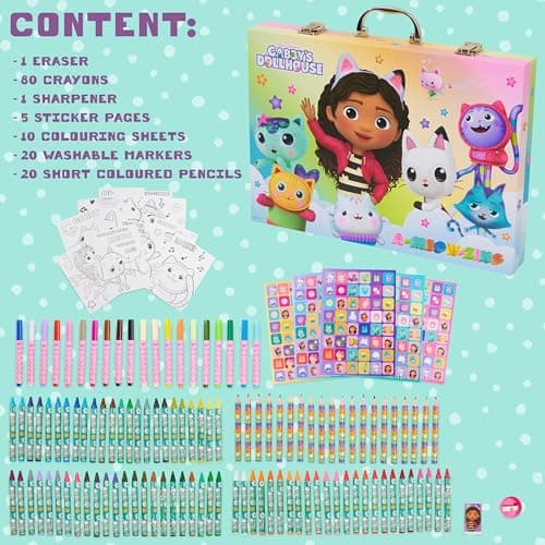 Gabby's Dollhouse Set Dessin pour Enfant avec 137 Pièces, Mallette Coloriage Fille