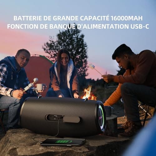 ZEALOT Enceinte Bluetooth, 80W Haut - Parleur Bluetooth avec Boost Bass, étanche ipx6, lumière LED, Banque d'alimentation, Bluetooth 5.2, extérieur, Camping Haut - Parleur Bluetooth