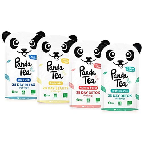 Panda Tea - thé certifié bio- coffret 4 mélanges (112 sachets) - challenge detox, relax, beauty, biologique