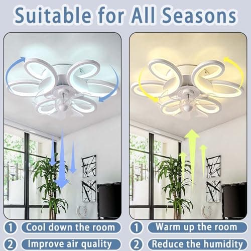 LED Ventilateur Plafond Avec Lumiere Alexa Silencieux Dimmable Fleur Lustre Ventilateur De Plafond Chambre Télécommande Réversible Lampe Ventilateur Intelligent Moderne 65cm Pour Salon, Cuisine