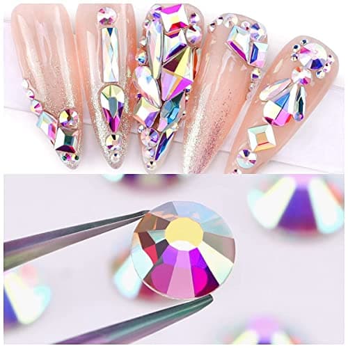 YHMQ DU 2880 pièces Strass, Cristaux à Ongles - Strass pour Ongles, Crystal ClearAB - SS16 (3,8-4,0 mm)