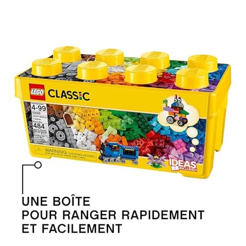 LEGO 10696 Classic La Boîte de Briques Créatives, Jouet et Ensemble de Rangement avec Briques, Roues, Fenêtres, Idée Cadeau Anniversaire, Enfants 4 Ans