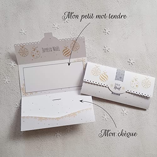 Enveloppe Noël Pochette carte cadeau pour chèque, argent, bons cadeaux (vouchers, billets d'avion, concert, soins), carte à offrir (motifs Noël Moderne)