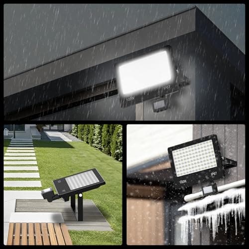 HAPYLUMI 50W Projecteur Exterieur LED Detecteur de Mouvement, 5000LM Spot LED Extérieur Avec Detécteur 6500K Blanc Froid, IP67 Étanche Phare LED Éclairage Extérieur pour Patio, Jardin, Terrasse