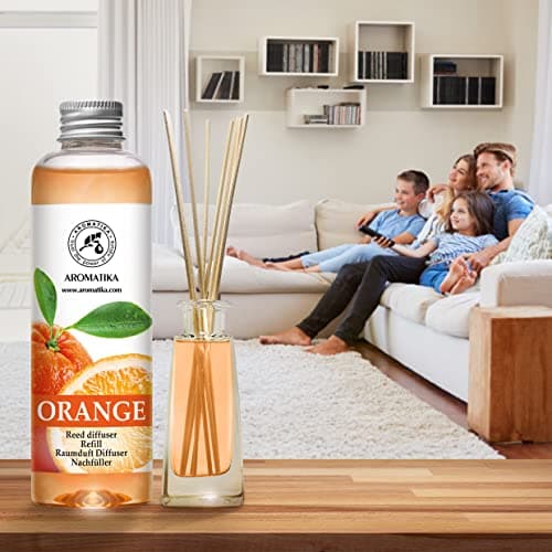 Recharge Diffuseur de Parfum 200ml - Arôme Orange - À L'Huile D'Orange Essentielle Naturelle - Fragrance Fraîche et Durable