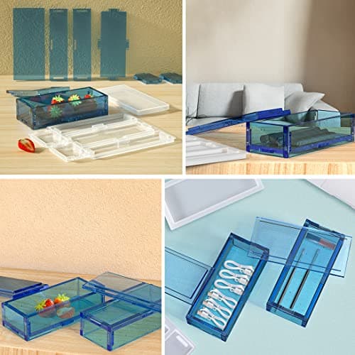 Koonafy 2pcs Moule Resine Epoxy Boite a Bijoux, Moule Silicone Boîte de Stockage, Moule en ÉPoxy Pen Holder, Moule Resine Epoxy pour DIY Conteneur de Bijoux Artisanat