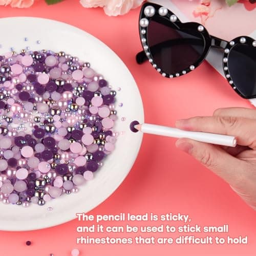 ASTARON 50g Mélange de strass demi-perles pour l'artisanat Taille mixte 3mm-10mm strass à dos plat pour gobelets Mugs Nail Art Chaussures (série violet rose)