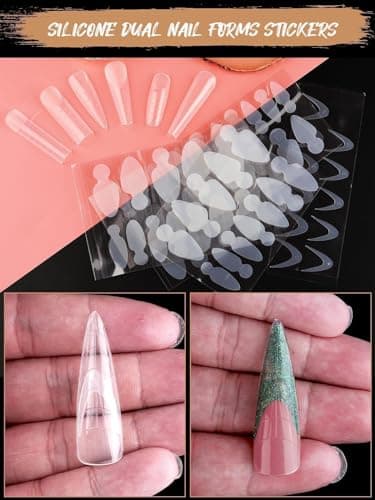 EBANKU 288 PCS Faux Ongles Capsule Ongles Acrylique,Nail d'extension Kit Matte Faux Ongles Capsules Couverture Complète Nail Tips avec 72 PCS French Autocollants Pour Ongles (6 Modèles)