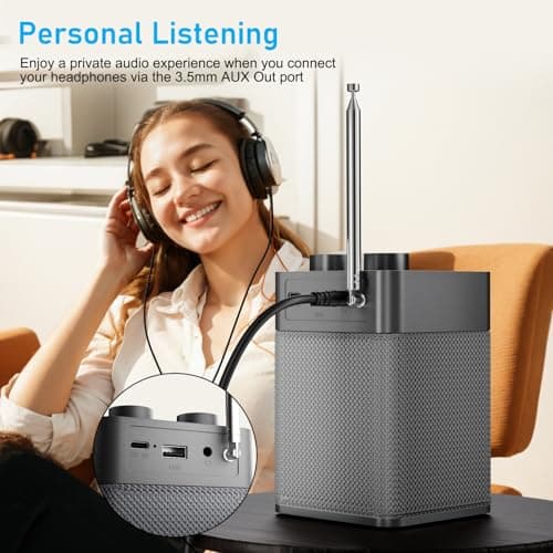 Mycket Radio Numérique Radio et FM Dab/Dab+, Radio Numérique Portable avec Bluetooth 5.0, USB Rechargeable, 80 Stations Préréglées, Prise Casque, Ecran LCD pour Salon, Bureau, Cuisine, Jardin