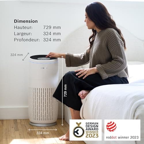 Bosch Air 6000 Purificateur d'air - Élimine les Polluants, Avec un Filtre à Air et un Mode Sommeil (< 25 dB(A)) - Pour jusqu'à 125 m2 - Avec Capteur Intelligent et Mode Automatique - CADR : 600 m3/h
