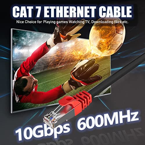 Cable Ethernet 20m, Cable RJ45 Blindé Cat 7 Câble Réseau 20 Mètres Haut Débit 10Gbps 600MHz Gigabit Cable LAN Extérieur Imperméable SFTP Noir Câble Internet pour Routeur Modem Switch