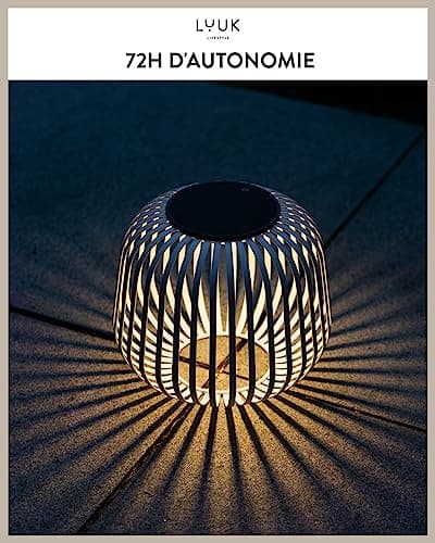 LUUK LIFESTYLE Luminaire LED d'extérieur design à énergie solaire, lampe d'ambiance, luminosité progressive, recharge rapide, 72h, Blanc