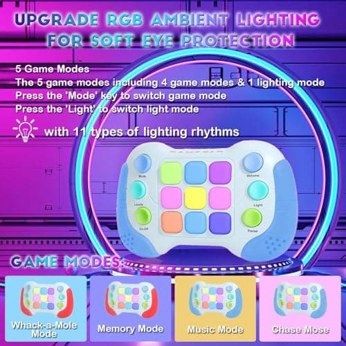 YouJabz Fidget Toys pour Adultes , Amélioré Pop Game Jeu électronique Anxiety Toy Jouet Autisme pour Enfants, Mini Console de Jeu Portable pour Les déplacements Pop Lumineux Enfant, Cadeaux de Noël