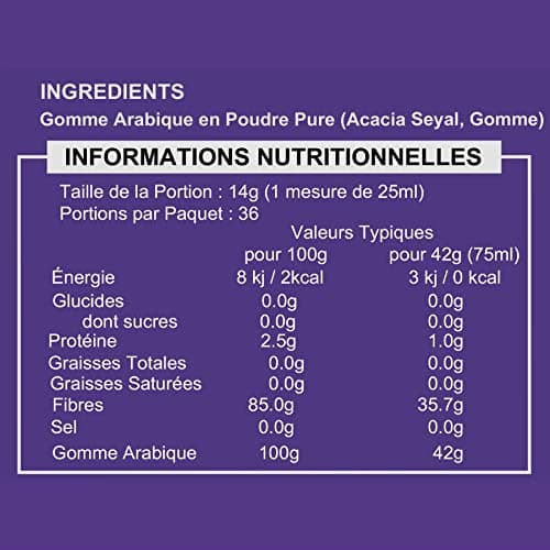 Fibre d'Acacia Pure | 0g de glucides | Zéro calories | Prend en charge le jeûne et le régime cétogène | Supplément de fibres solubles prébiotiques | Sans additifs | Sachet de 500g | Ketosource®
