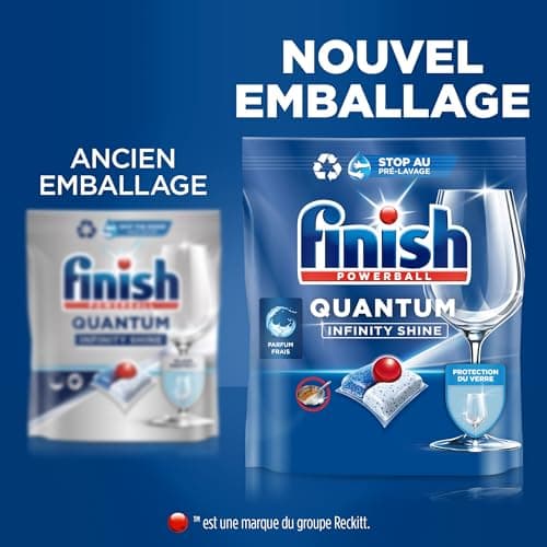 Finish Quantum Infinity Shine Pastilles Lave-Vaisselle, Elimine Les Taches Tenaces, 166 Capsules