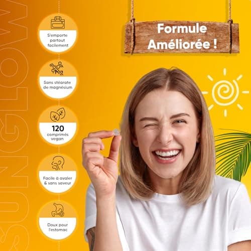 Autobronzant Bêta-Carotène - 120 Comprimés Vegan - Préparation Bronzage Zinc, Vitamine A, Cuivre, Vitamine B2, Vitamine B3 & Iode - Bronzage Sans Soleil - Complément Alimentaire Bronzage & Peau