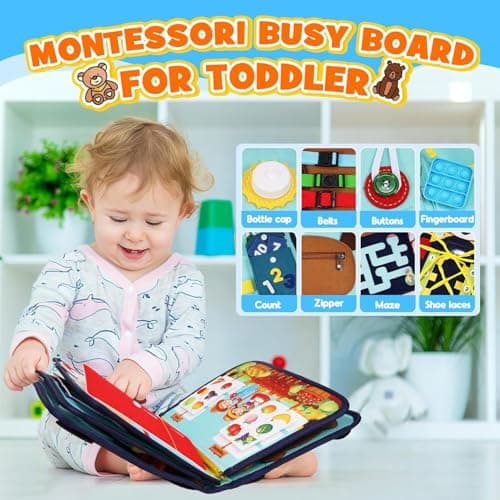HappyKidsClub Jouet Enfant 1 2 3 4 Ans Garçon Fille, Busy Board Planche Activité Montessori 1 2 Ans Cadeau Noel Enfant 1-4 Ans Garçon Jeux Enfant 1-4 Ans Jeux Educatif Enfant 1 2 3 Ans Avion Jouet