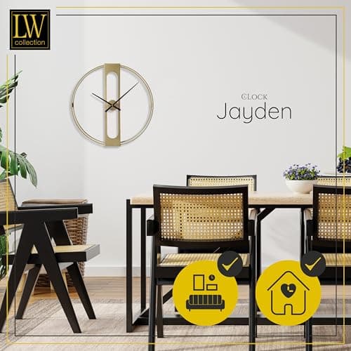 LW Collection Horloge Murale Jayden Or 60 cm - Grande Horloge Murale Industrielle en Métal - Horloge Murale Moderne - Mouvement Silencieux - Horloge Silencieuse