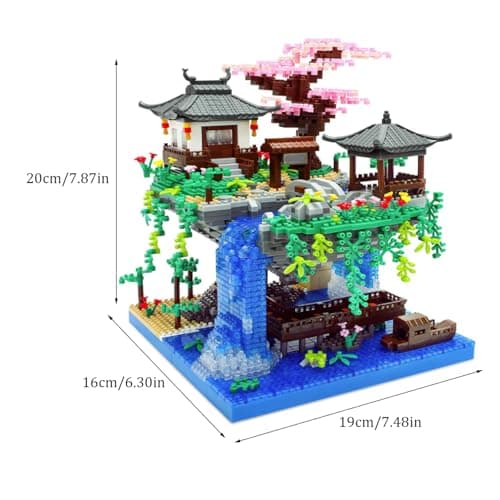 Les blocs de construction ensemble Peach Blossom Micro Building Blocs Ensemble de blocs d'éclairage pour adultes 3 mode Chinese Architecture traditionnelle Bloc de construction Adult Blocs Birthd