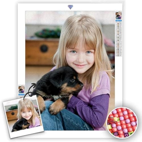 Lehaha Diamond Painting Personnalisé Photo,5d Diamant Painting Personnaliser Broderie Diamant Peinture Kit Full Drill Custom Diamond Painting Adulte Enfant Chat Paysage(Diamant Rond,30x40cm)