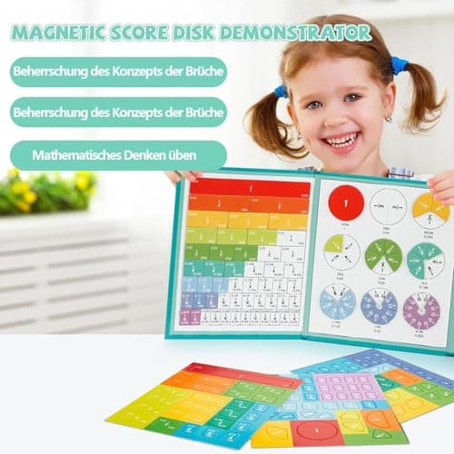 Shengou Magnetic Fraction Educational Puzzle,Jeu magnétique de Fractions,Démonstrateur de Disque magnétique,Jeux pour Apprendre Les Fractions,Magnetic Score Disk Demonstrator (Dinosaure)