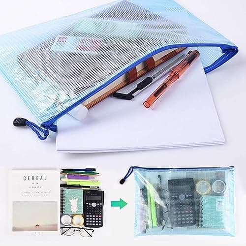 ASelected 30PCS Pochette Zippée A3+A4, 5 Couleurs Pochette Plastique Zippée, A3 Pochette Zip PVC Mesh de Rangement Fichiers A4 Pour Stockage Document Recettes D'Entreprises Organisation