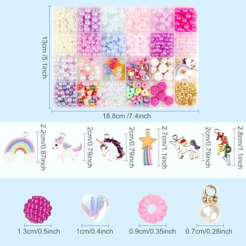Liangding Perles pour Bracelet, 910+pcs Kit Perles Bijoux Enfants, Kit Fabrication Fille, Jouets Filles Creation Bijoux de 5 à 12 Ans, Coffret de 6/8MM Perles Idée Cadeaux de Noël et d'anniversaire