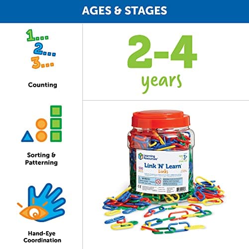 Learning Resources Attaches Link 'N' Learn - 4 couleurs (jeu de 500)