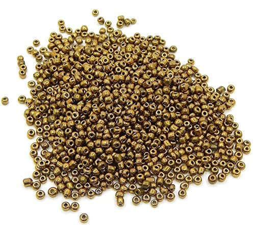 Lot de 3300 perles de rocaille en verre de 3 mm - Couleur métallique - 8/0 - Perles poney transparentes pour enfants - Bronze