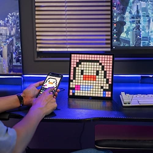 Divoom Pixoo-16 Pixel Art WiFi 16x16 LED Light Sign Digital Frame for Decoration Display,Smart Clock Lights Decorative with APP Control for Kids Gaming Room Bar Bedroom Home Wall Desk Gift