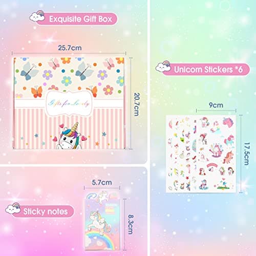 Cooyou Cadeau de Papeterie Licorne pour Fille 6 7 8 9 10 11 12 Ans, Trousse, Stylo, Crayon et Carnet de Licorne, Ensemble de Jouets Licorne pour Filles, Rose