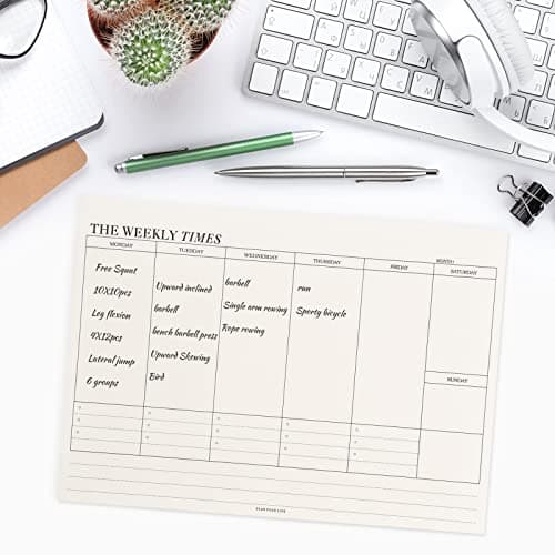 Planning Semaine, 60 Feuilles 24.5 x 17.5 cm, Bloc Planificateur Hebdomadaire, Rendez-Vous Notes Sans Date, Agenda To Do List Note, Weekly Planner Pour Bureau, L'éCole, Maison