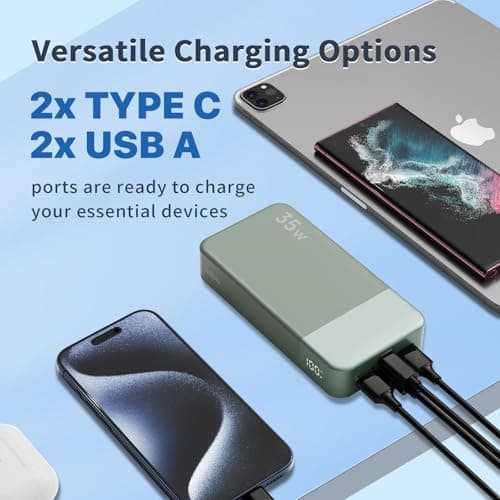 Nobis Power Bank, Alimentation Mobile 20000mah, Recharge Rapide pour Alimentation Mobile 35w, Batterie avec écran Numérique pour iPhone,Samsung, Android, etc