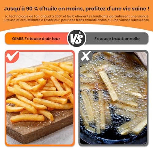 Oimis Friteuse à Air Four 30L, Friteuse Sans Huile 1800W, Friteuse à Air Chaud avec 21 Programmes Prédéfinis, Cook Rôtissoire Déshydrateur, 7 Accessoires, Livre de Recettes, Four à Air Chaud,Argent