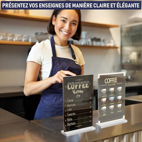 Lot de 6 porte-affiches en acrylique A6 – Élégants et polyvalents – Bords polis – Affichage double face – Écran en plexiglas – Idéal pour les photos, panneaux, menus et présentations de table